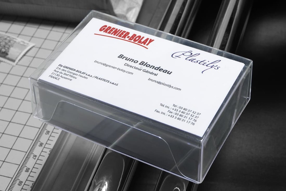 Bruchfeste Plastilys-Box mit Visitenkarten